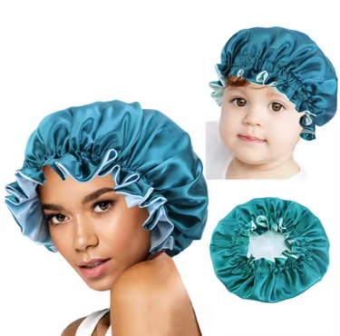 Satin Silk Mommy and Me Adjustable, Reversible Bonnet Sets